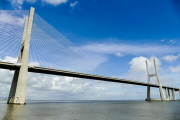 vasco da gama bridge in lisbon portugal, in Lisbon Capital City of Portugal