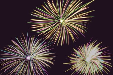 Obraz premium Fireworks on black background, celebrate Happy New Year.