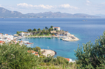 Fototapeta na wymiar A beautiful view from the harbor of Datca, Mugla. Turkey