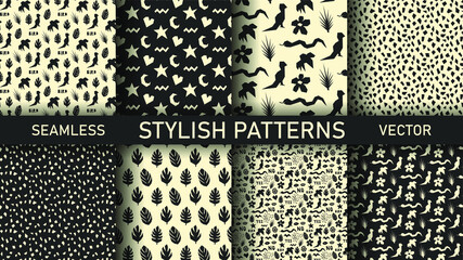 Collection of seamless vector elegant patterns. Set of stylish backgrounds for fabric, textile, wrapping, cover etc. 10 eps design.