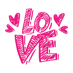 LOVE text hand drawing sketch.
