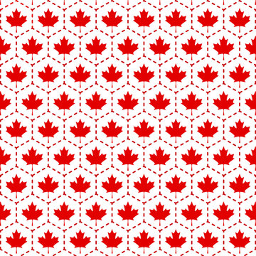 Red and white Maple leaf pattern, Stock Illustration