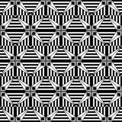 Vector seamless texture. Modern geometric background. Repeated monochrome pattern. Ornament of intersecting stripes.