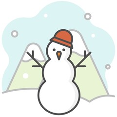 Snowman filled icon with background, vector illustration