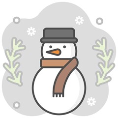 Snowman filled icon with background, vector illustration