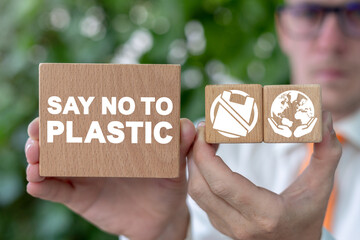 Say no to plastic. Environment save - business, industry, ecology concept.