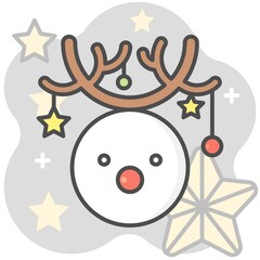Snowman filled icon with background, vector illustration