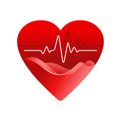 Cardiology logo - heart care isolated vector icom