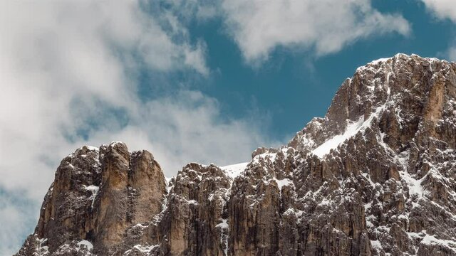Time Lapse of Mountains with clouds, Dolomites, Italy