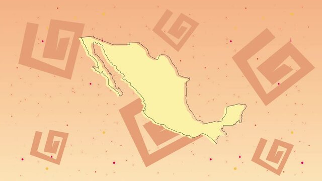 culture aztec graphics pattern and mexican map animation