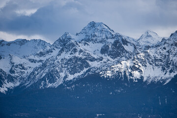 Snowy alpine mountain  scene