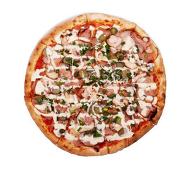 Pizza on the white background