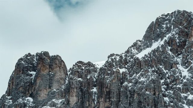 Time Lapse of Mountains with clouds, Dolomites, Italy
