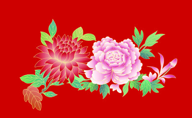 Chinese style flower vector illustration