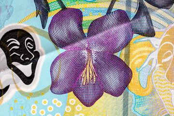 Selective focus on detail of lei banknotes. Close up macro detail of romanian lei banknotes, 100 lei isolated. World money concept, inflation and economy concept