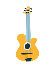 Obraz premium Hand drawn classical acoustic guitar. Vector illustration in flat and cartoon style on white background