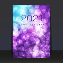 Ice Cold Blue and Purple Pattered Shimmering New Year Card, Flyer or Cover Design - 2021