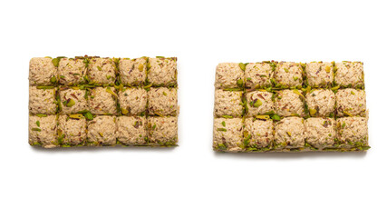 Halva with pistachios isolated.