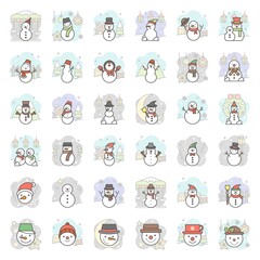 Snowman with background icon set 2, vector illustration