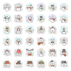 Obraz premium Snowman with background icon set, vector illustration
