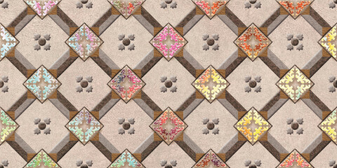 Fototapety  Digital wall tiles and background vintage wallpaper gometical design