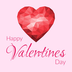 Valentine's day holiday concept. Vector illustration of a volumetric heart in low poly style. In pink and red colors. Happy valentine's day. For postcards, greetings on social networks, logo.