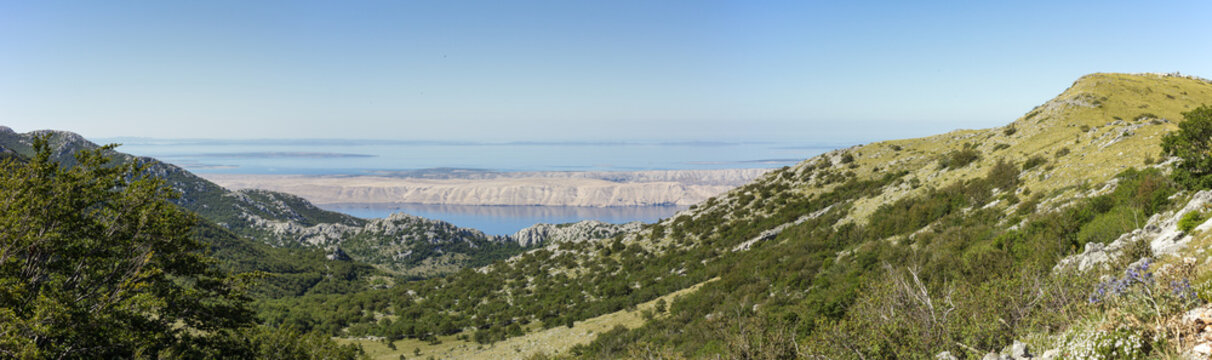 Panoramatic view on mountains in croatian national park Velebit.