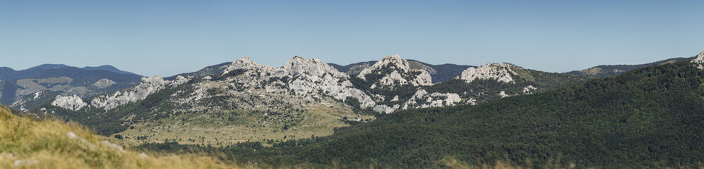 Panoramatic view on mountains in croatian national park Velebit.