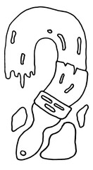 Paint brush sticker in doodle style