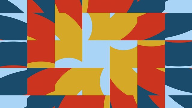 Abstract tiles in trendy natural color palette variation. Simple geometric motion graphic background. Seamless animation with basic shapes