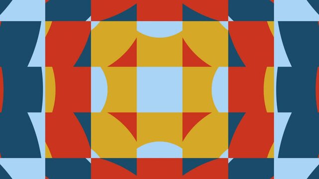 Abstract tiles in trendy natural color palette variation. Simple geometric motion graphic background. Seamless animation with basic shapes