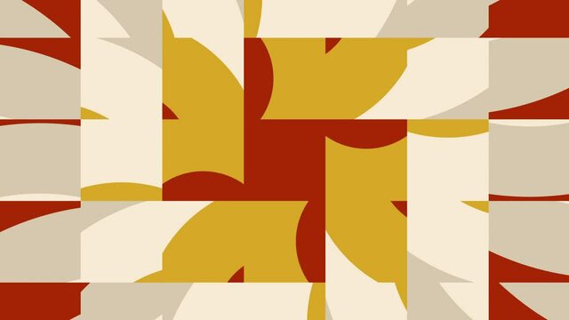 Abstract tiles in trendy natural color palette variation. Simple geometric motion graphic background. Seamless animation with basic shapes