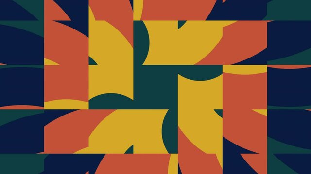 Abstract tiles in trendy natural color palette variation. Simple geometric motion graphic background. Seamless animation with basic shapes