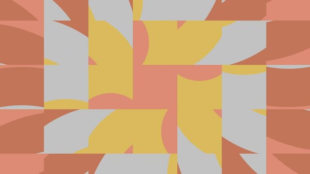 Abstract tiles in trendy natural color palette variation. Simple geometric motion graphic background. Seamless animation with basic shapes
