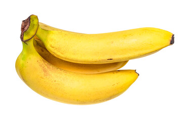 bunch of ripe yellow bananas cut out on white background