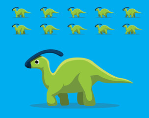 Animal Animation Sequence Dinosaur Parasaurolophus Walking Cartoon Vector