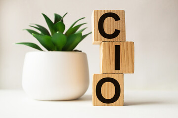 a word CIO on wooden cubes. business concept. business and Finance
