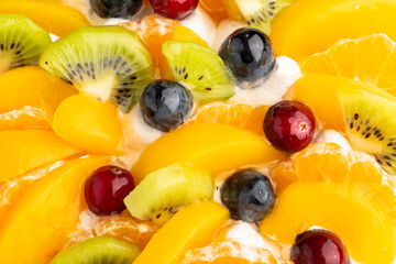 Tasty whipped cream fruit cake