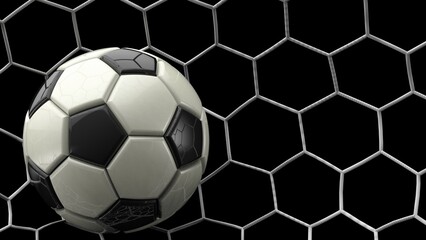 Soccer ball with Particles under Black Background. 3D sketch design and illustration. 3D CG. 3D high quality rendering.	