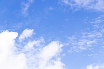 Clear blue color sky with white cloud background