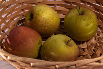 green apples in a white table