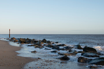 Fototapeta na wymiar Early morning sun at Caister-on-sea, Great Yarmouth, Norfolk.