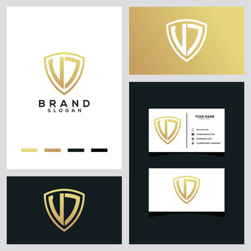 VJ letter shield logo concept designs