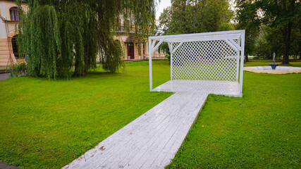 Wooden podium arch for wedding ceremonies