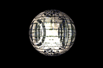 3d abstract figure sphere spaceship texture black background