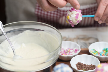 Chocolate cake pops with sprinkles