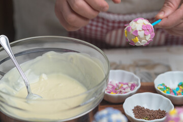 Chocolate cake pops with sprinkles