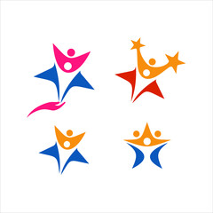 a collections of star combined people icon. vector art.