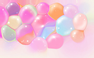 Bright abstract background with transparent spheres. Digital illustration