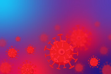 Illustration viruses, bacteria, cell infected organism, decreased immunity. Virus abstract background in space.